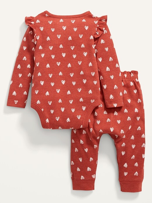View large product image 2 of 2. Printed Thermal Long-Sleeve Bodysuit & U-Shaped Pants Set for Baby