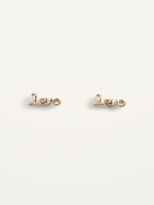 View large product image 1 of 2. Real Gold-Plated "Love" Stud Earrings For Women
