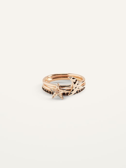 View large product image 1 of 2. Gold-Toned Rings 3-Pack For Women