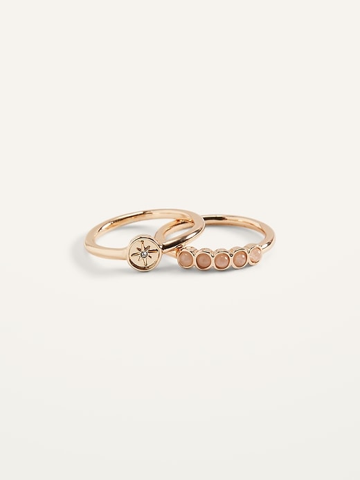 View large product image 1 of 2. Gold-Toned Rings 2-Pack For Women