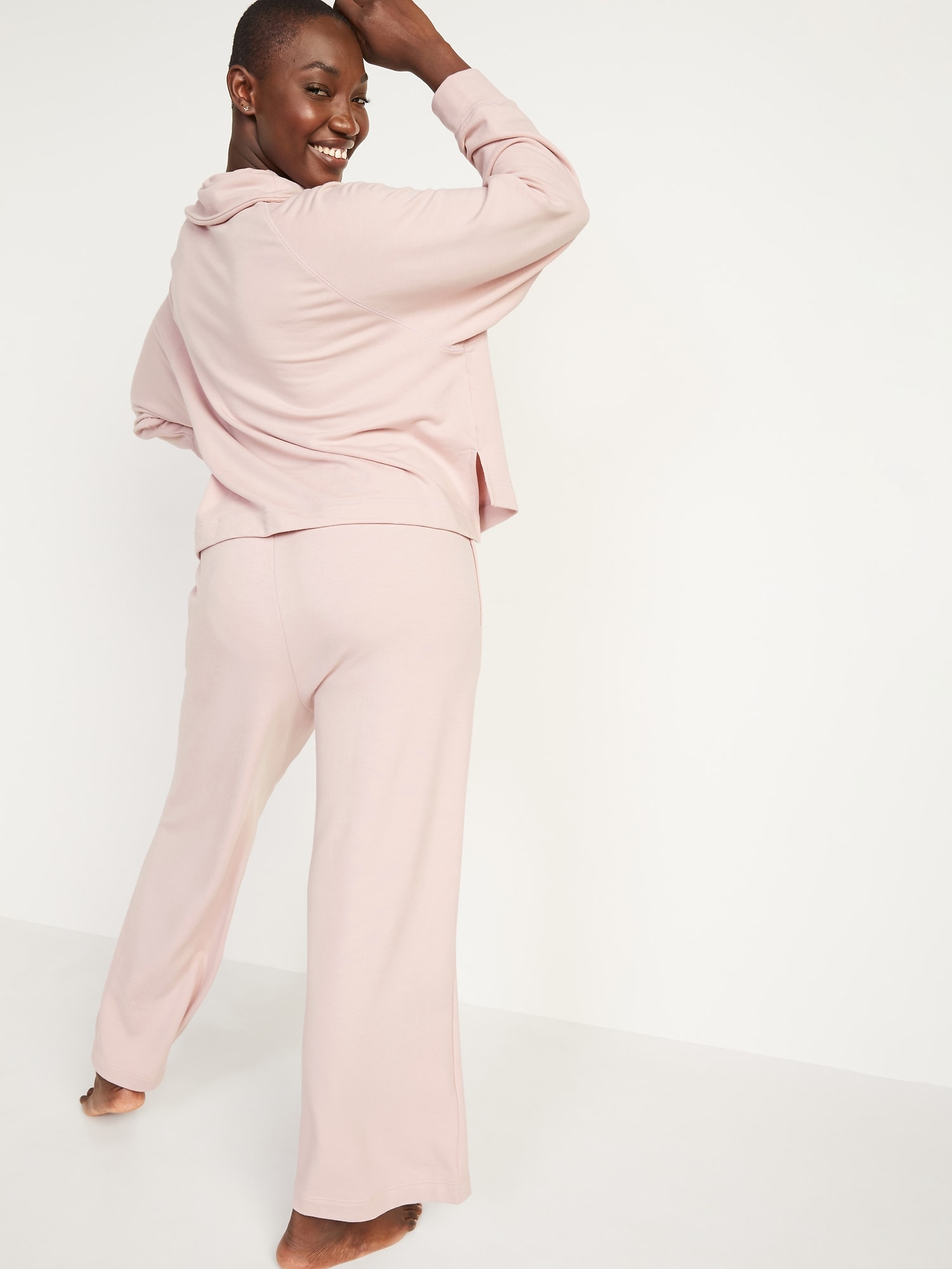 High-Waisted Cozy-Knit Wide-Leg Pajama Pants for Women