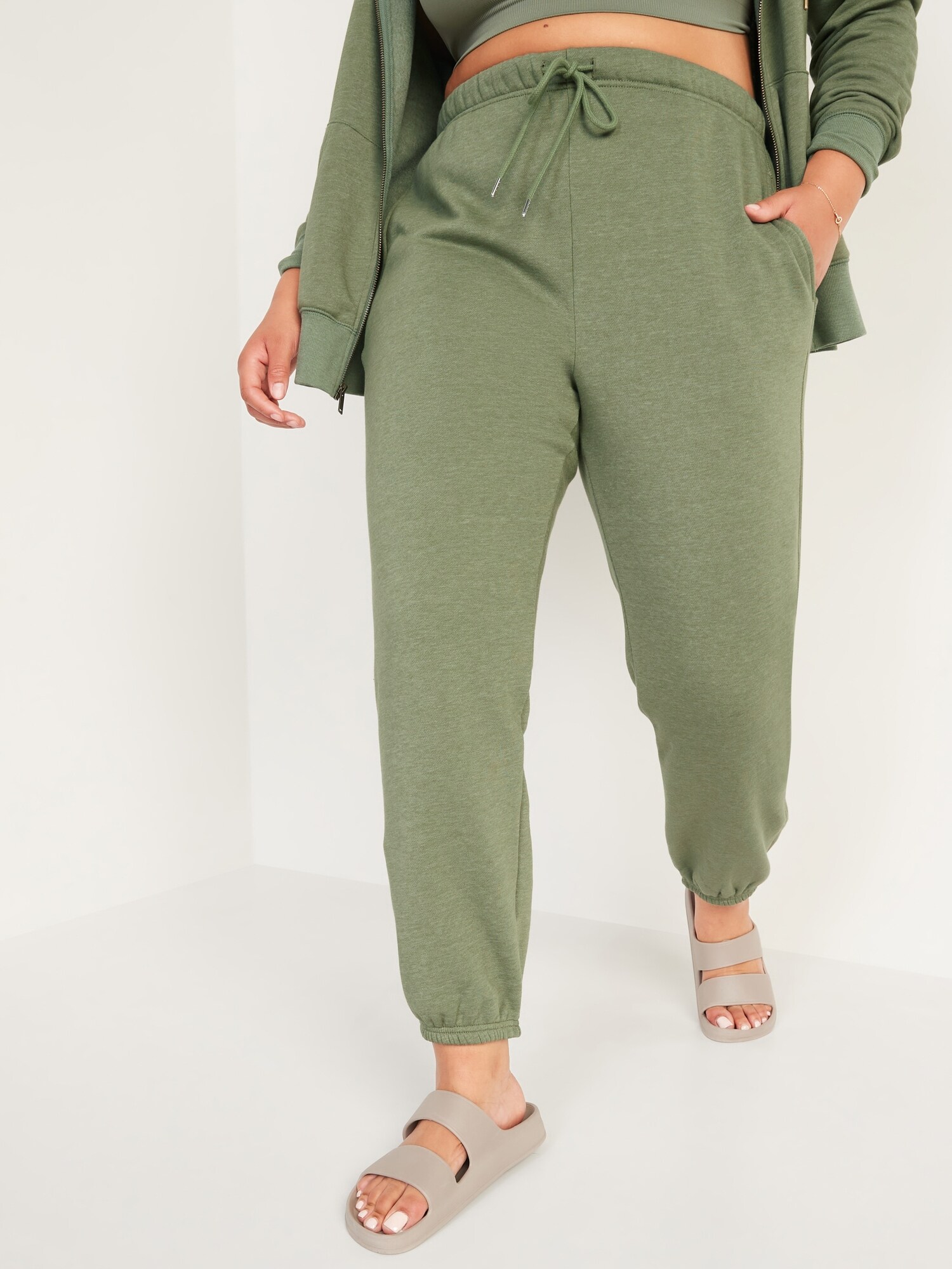 Extra High-Waisted Cropped French-Terry Classic Jogger Sweatpants for Women