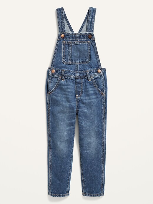 View large product image 1 of 2. Unisex Slouchy Straight Medium-Wash Jean Overalls for Toddler