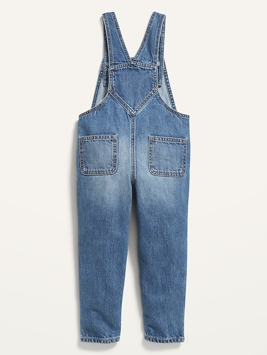 View large product image 2 of 2. Unisex Slouchy Straight Embroidered Jean Overalls for Toddler