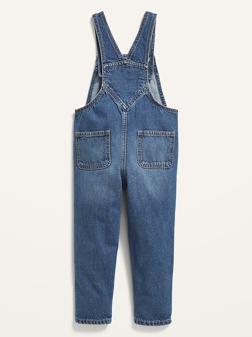 View large product image 2 of 2. Unisex Slouchy Straight Medium-Wash Jean Overalls for Toddler