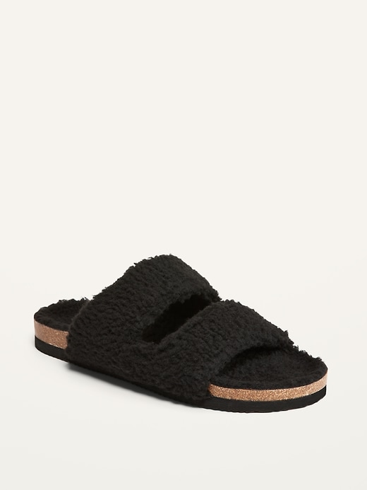 Image number 1 showing, Cozy Sherpa Double-Strap Slide Slippers