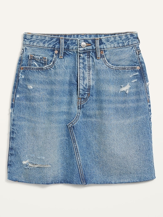 Image number 4 showing, Higher High-Waisted Button-Fly O.G. Straight Mini Jean Skirt for Women