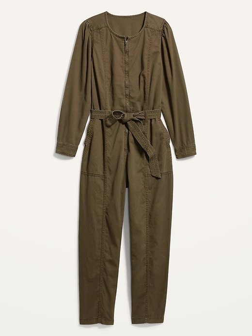 Image number 4 showing, Long-Sleeve Zip-Front Cropped Utility Jumpsuit