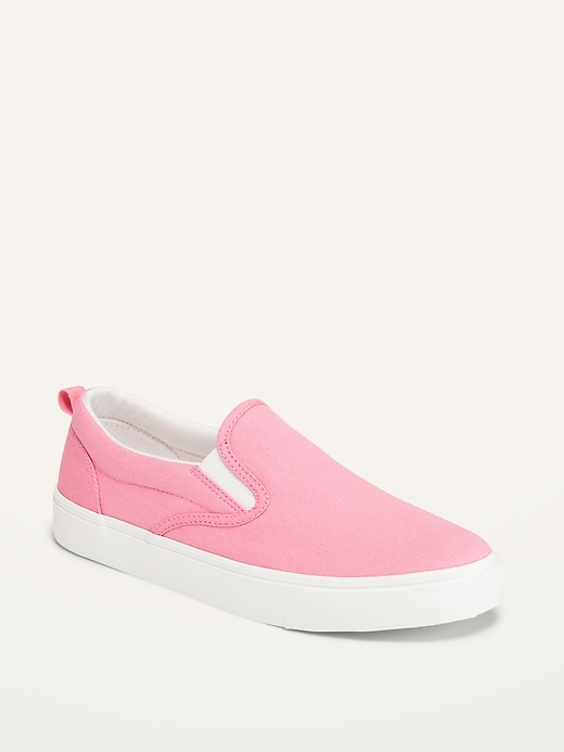 Gender-Neutral Pink Canvas Slip-On Sneakers for Kids