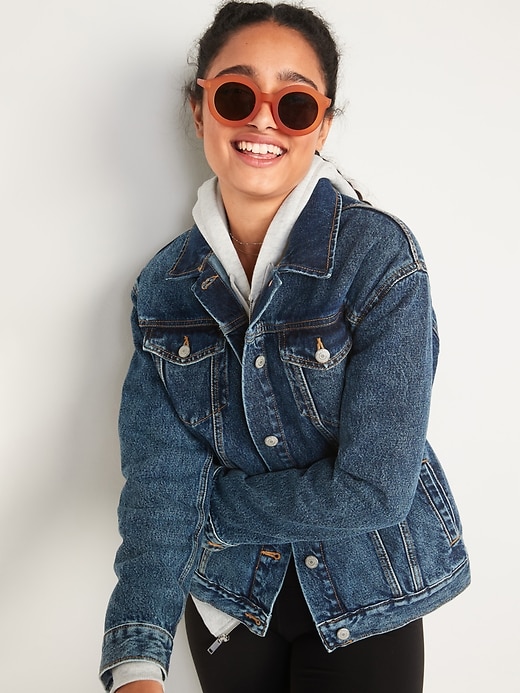 Image number 1 showing, Non-Stretch Jean Boyfriend Jacket for Women
