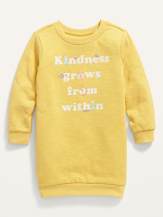View large product image 1 of 2. Long-Sleeve Graphic Fleece Sweatshirt Dress for Toddler Girls