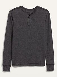 Thermal-Knit Long-Sleeve Henley T-Shirt for Men
