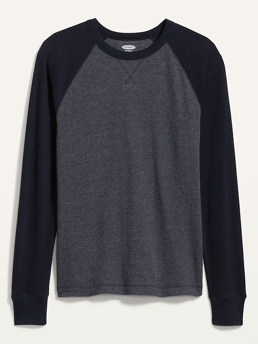 View large product image 1 of 1. Color-Blocked Thermal-Knit Raglan-Sleeve T-Shirt
