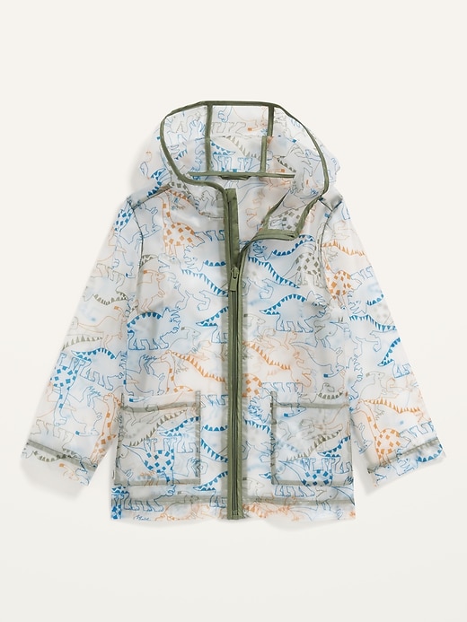 View large product image 1 of 2. Unisex Translucent Printed Hooded Rain Jacket for Toddler