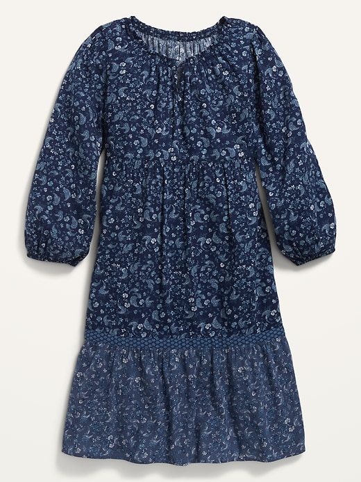 View large product image 1 of 2. Paisley Long-Sleeve Midi Dress for Girls