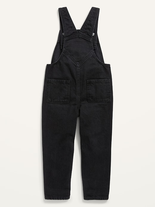 View large product image 2 of 2. Unisex Slouchy Straight Black-Wash Jean Overalls for Toddler
