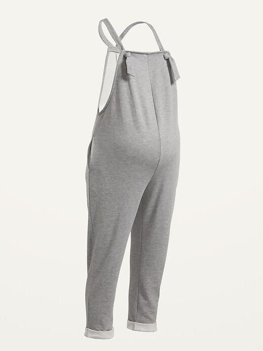 Image number 4 showing, Maternity Knotted-Strap Sweatpant Overalls