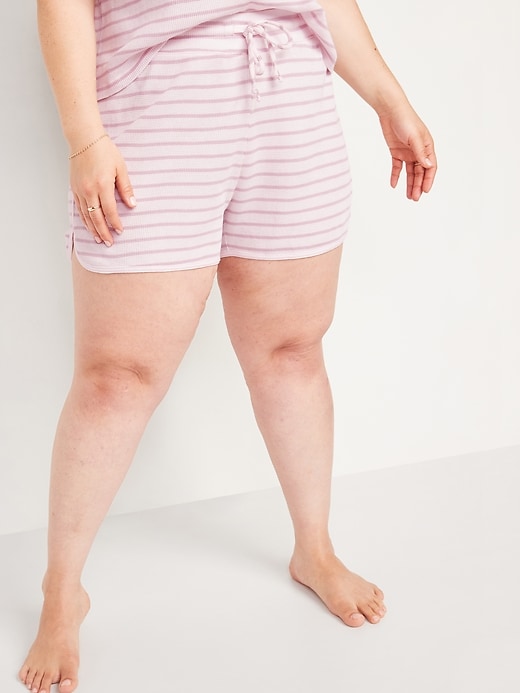 View large product image 1 of 1. High-Waisted Thermal-Knit Plus-Size Pajama Shorts -- 3.5-inch inseam