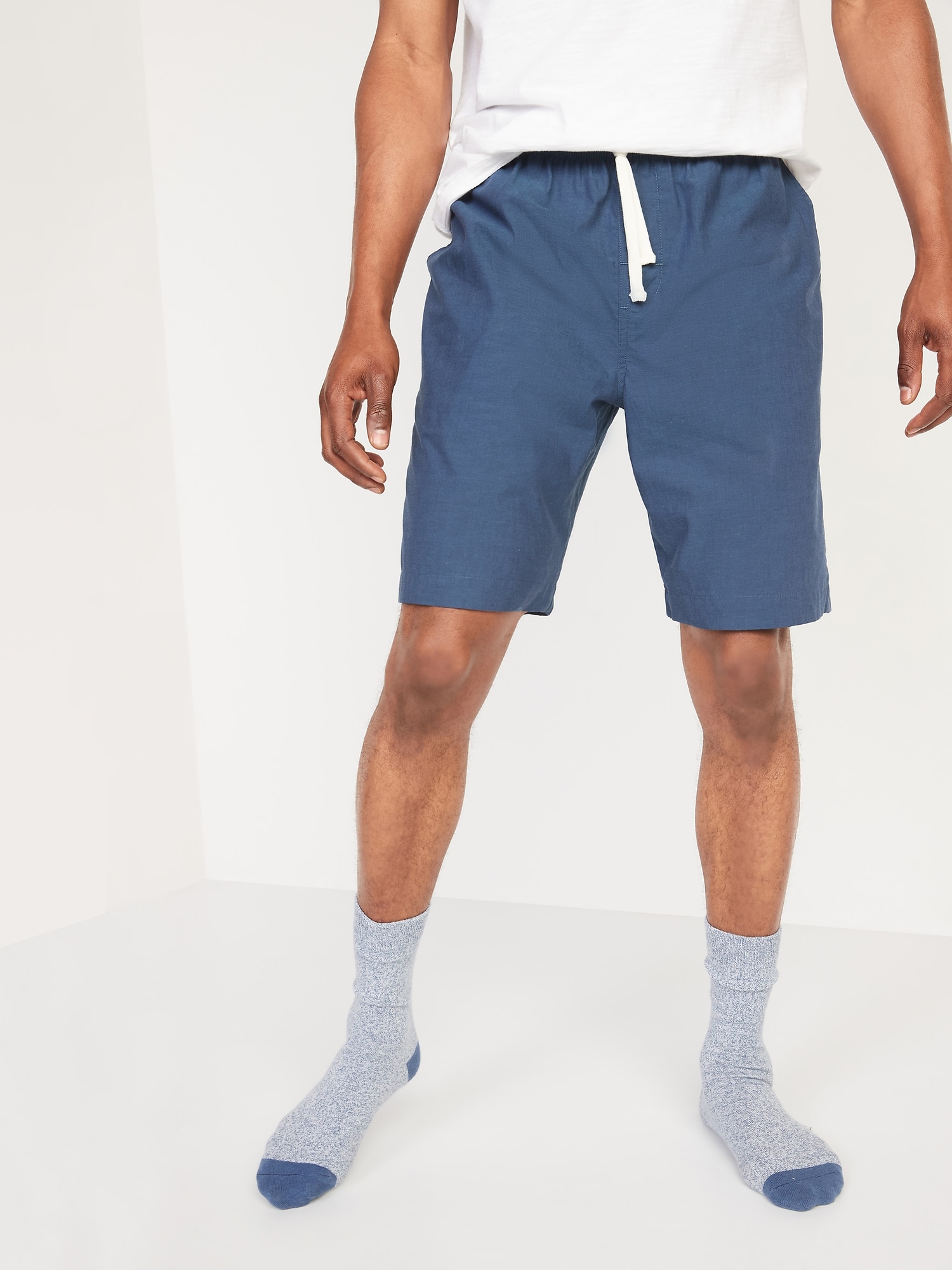 Poplin Pajama Shorts for Men--9-inch inseam