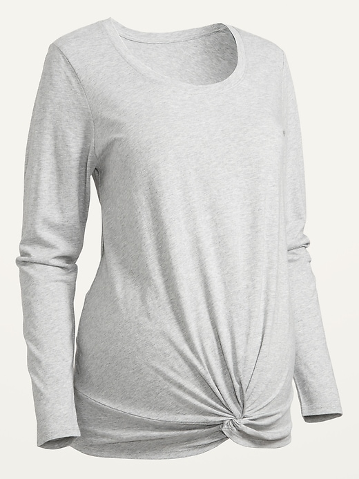 Image number 4 showing, Maternity Long-Sleeve Twist-Front Easy T-Shirt