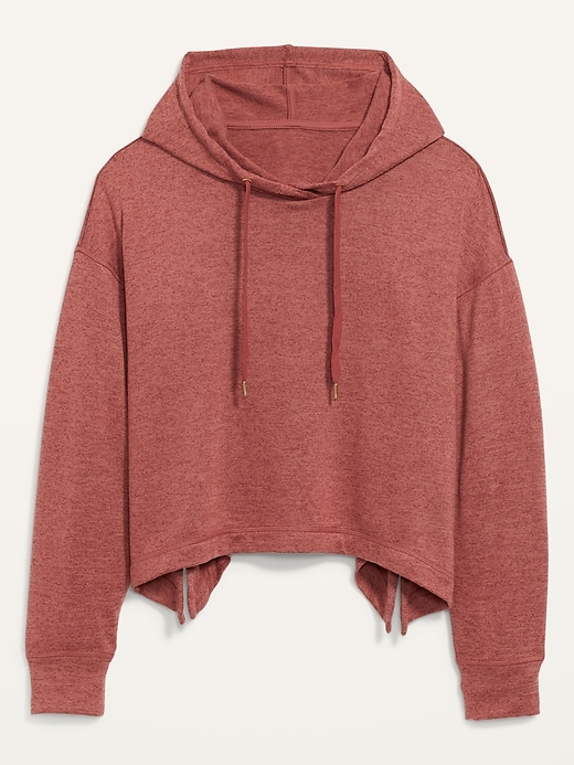 Image number 4 showing, Loose Cropped Sweater-Knit Hoodie