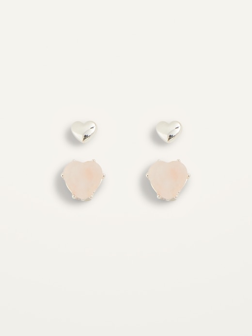 View large product image 1 of 1. Heart Stud Earrings 2-Pack For Women