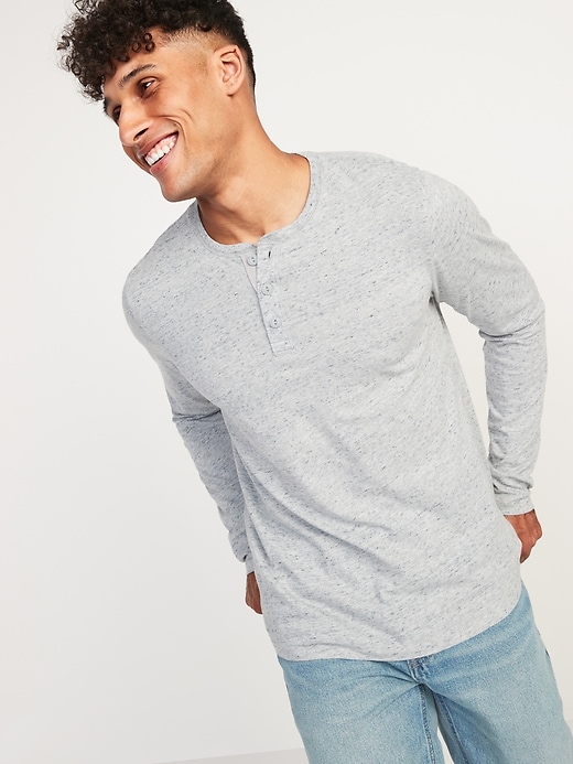 Image number 1 showing, Soft-Washed Long-Sleeve Henley T-Shirt