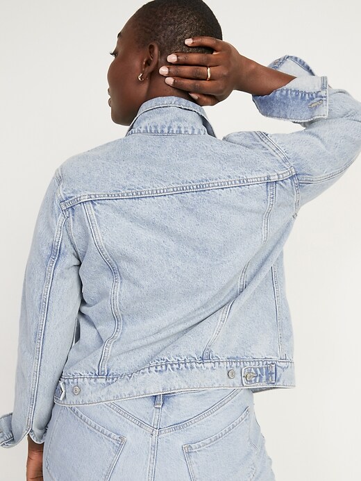 Image number 2 showing, Classic Ripped Light-Wash Jean Jacket for Women