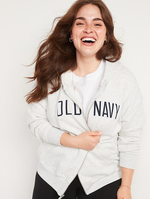 Image number 7 showing, Logo-Embroidered Full-Zip French-Terry Hoodie for Women