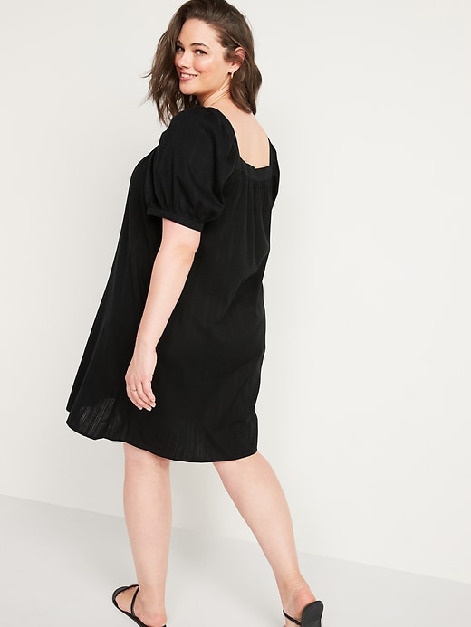 Image number 8 showing, Puff-Sleeve Dobby Mini Swing Dress for Women