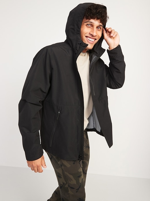 Image number 1 showing, Go-H20 Water-Resistant Hooded Rain Jacket
