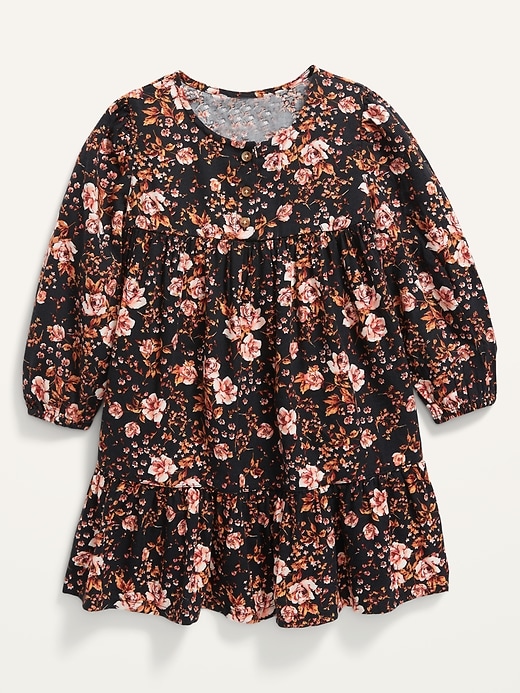 View large product image 1 of 2. Long-Sleeve Floral A-Line Dress for Toddler Girls