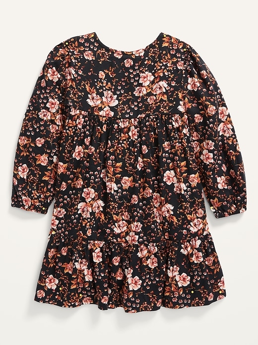 View large product image 2 of 2. Long-Sleeve Floral A-Line Dress for Toddler Girls