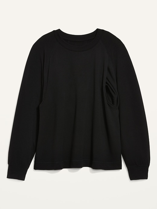 Image number 4 showing, Maternity Long-Sleeve Cozy-Knit Crew-Neck Nursing Top