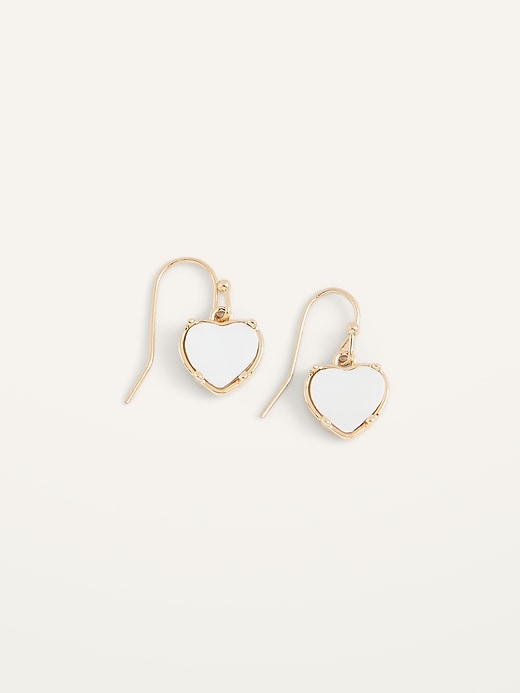 View large product image 1 of 1. Real Gold-Plated Shell Heart Drop Earrings For Women