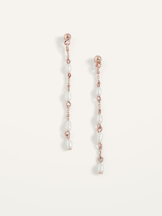 View large product image 1 of 2. Linear Freshwater-Pearl Drop Earrings For Women