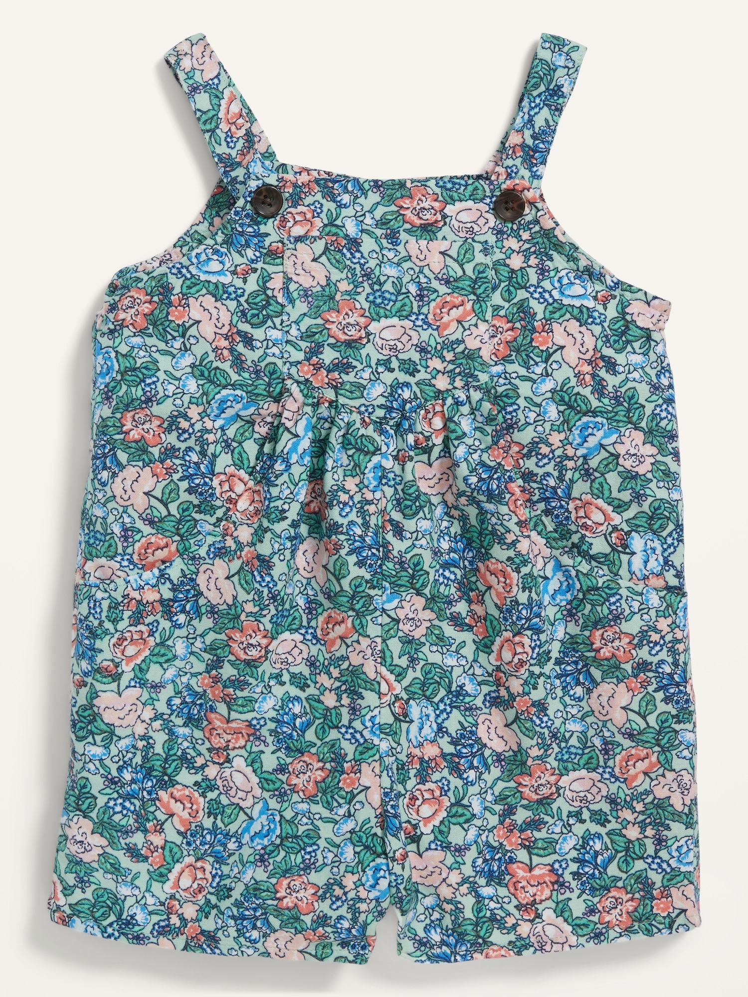 Floral-Print Utility-Pocket Sleeveless Romper for Toddler Girls