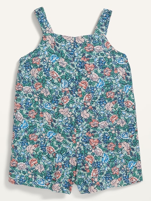 View large product image 2 of 2. Floral-Print Utility-Pocket Sleeveless Romper for Toddler Girls