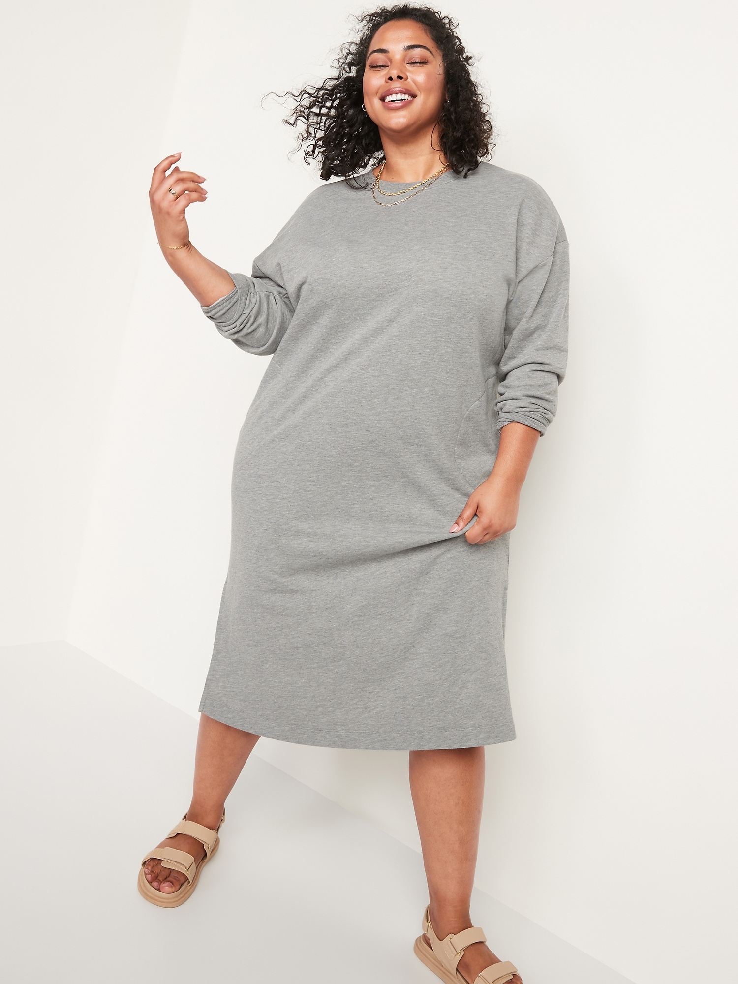 Plus Mini Hoodie Dress Long Sleeve Cotton Blend – HER Plus Size by Ench
