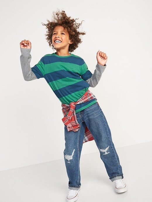 Non-Stretch Loose-Fit Ripped Jeans for Boys