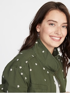 Embroidered Daisy-Print Utility Jacket for Women | Old Navy