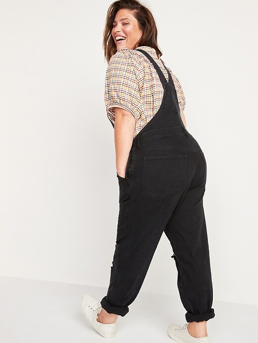 Image number 8 showing, O.G. Straight Black Ripped Jean Overalls for Women