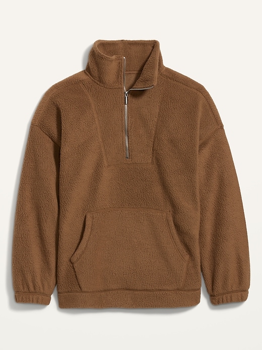 Image number 4 showing, Oversized Sherpa Quarter-Zip Tunic Sweatshirt