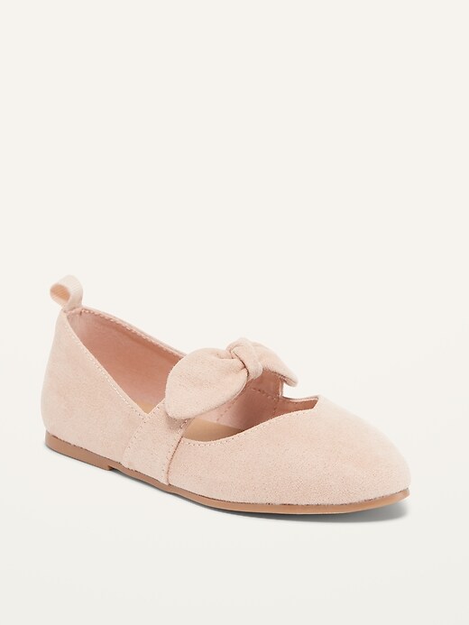 View large product image 1 of 1. Faux-Suede Bow-Strap Ballet Flats for Toddler Girls