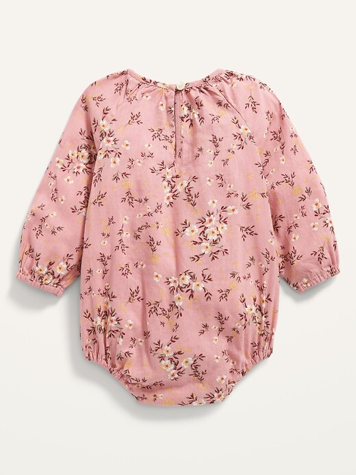 View large product image 2 of 2. Long-Sleeve Smocked Floral Romper for Baby