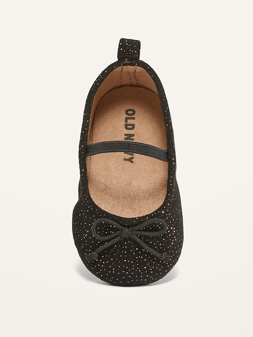 View large product image 2 of 4. Faux-Suede Gold-Sparkle Ballet Flats for Baby