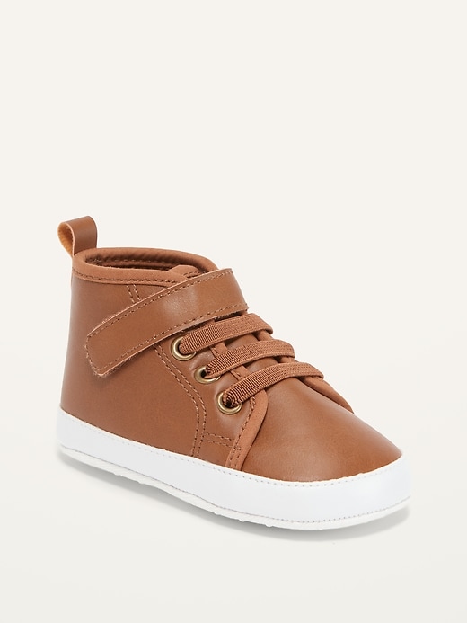 View large product image 1 of 4. Unisex Faux-Leather High-Top Sneakers for Baby