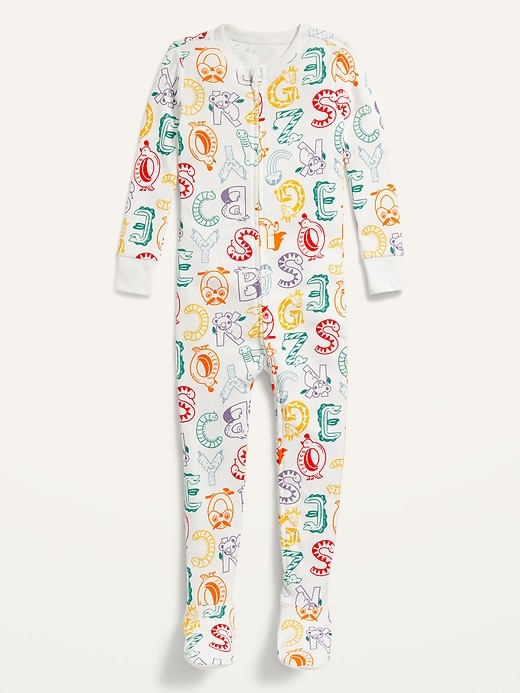 View large product image 1 of 2. Unisex 2-Way-Zip Footie Pajama One-Piece for Toddler