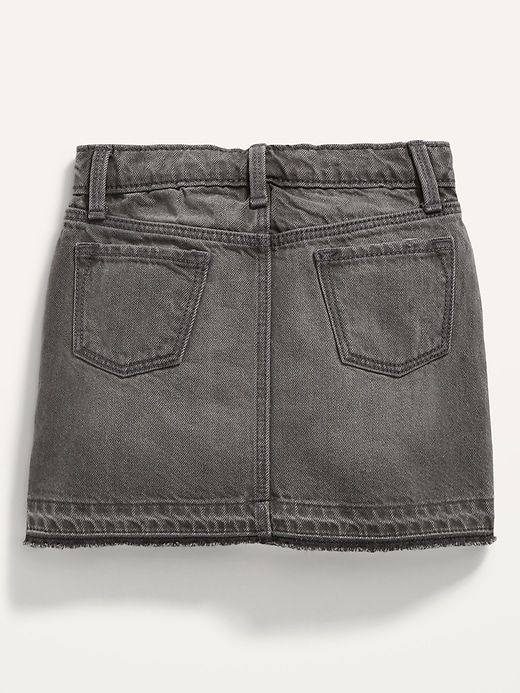 View large product image 2 of 2. Frayed-Hem Black Jean Skirt for Toddler Girls