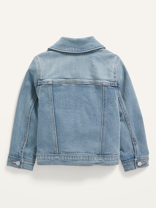 View large product image 2 of 2. Medium-Wash Stretch Jean Jacket for Toddler Girls